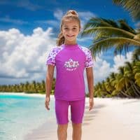 Kidz Swimmers Girls Radiant Orchid UPF 50+ Swim Top & Swim Shorts – Sun Protection Swimwear