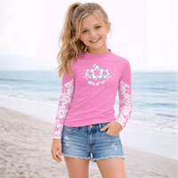 Kidz Swimmers Girls UPF 50+ Long Sleeve Swim Top Fuchsia Pink 3-14yrs