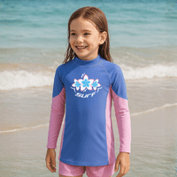 Kidz Swimmers Girls UPF 50+ Long Sleeve Swim Top Very Peri & Pink 5-14yrs