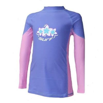 Kidz Swimmers Girls UPF 50+ Long Sleeve Swim Top – Very Peri & Pink 5–14yrs