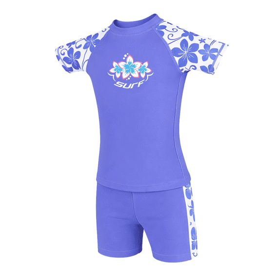 Kidz Swimmers Girls UPF 50+ Rash Vest & Swim Shorts Set - Very Peri 7-14yrs