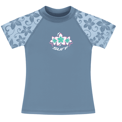 Kidz Swimmers Girls UPF 50+ Short Sleeve Swim Top – Faded Denim 7–14yrs