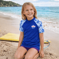 Kidz Swimmers Girls UPF 50+ Short Sleeve Swim Top - Lapis Blue 5-14yrs