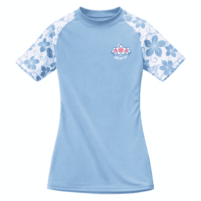 Kidz Swimmers Girls UPF 50+ Short Sleeve Swim Top – Placid Blue 5–14yrs