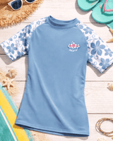 Kidz Swimmers Girls UPF 50+ Short Sleeve Swim Top - Placid Blue 5-14yrs
