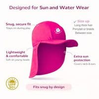 Kidz Swimmers Girls UPF 50+ Sun Protection Legionnaire Hat Hot Pink 6-10yrs