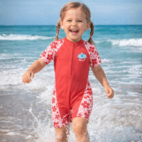Kidz Swimmers Girls UPF 50+ Sunsuit  Camellia Rose UV One-Piece 2-8yrs