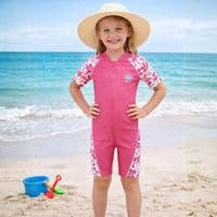 Kidz Swimmers Girls UPF 50+ Sunsuit  Fandango Pink UV One-Piece 2-8yrs