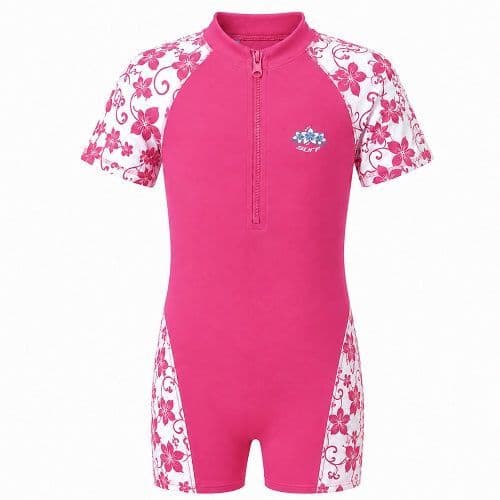 Kidz Swimmers Girls UPF 50+ Sunsuit  Fandango Pink UV One-Piece 2-8yrs