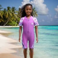 Kidz Swimmers Girls UPF 50+ Sunsuit – Orchid Purple UV One-Piece Sun Safe Swimwear