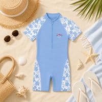 Kidz Swimmers Girls UPF 50+ Sunsuit Placid Blue UV One-Piece Swimwear 3-8yrs