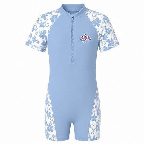 Kidz Swimmers Girls UPF 50+ Sunsuit Placid Blue UV One-Piece Swimwear 3-8yrs