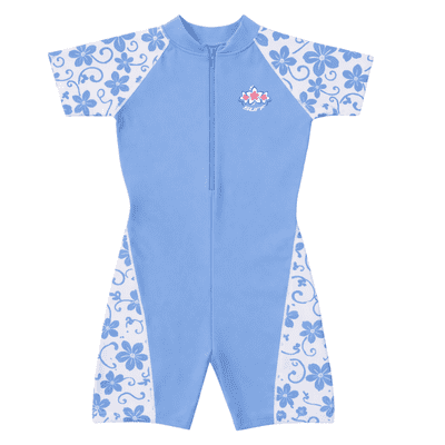 Kidz Swimmers Girls UPF 50+ Sunsuit Placid Blue UV One-Piece Swimwear 3-8yrs