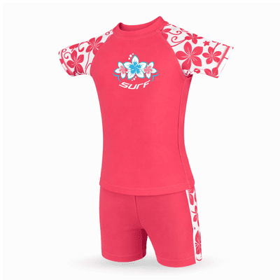 Kidz Swimmers Girls UPF 50+ Swim Top & Swim Shorts Set - Camellia Rose 3-14yrs