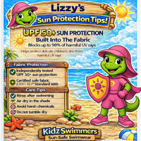 Kidz Swimmers Girls UPF 50+ Swim Top & Swim Shorts Set - Fuchsia Pink 3-14yrs