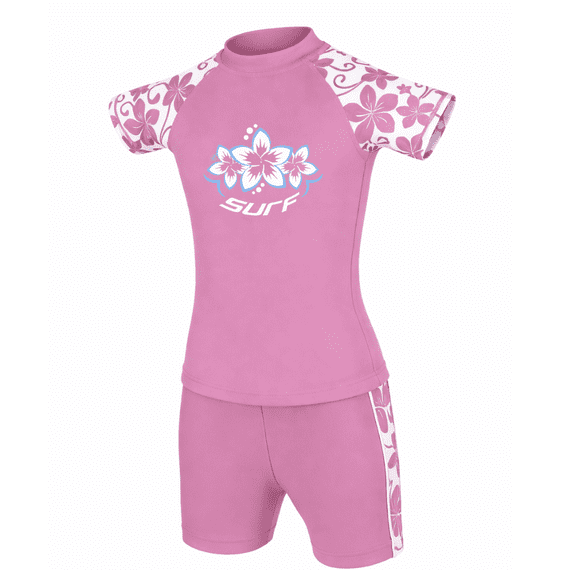 Kidz Swimmers Girls UPF 50+ Swim Top & Swim Shorts Set - Fuchsia Pink 3-14yrs