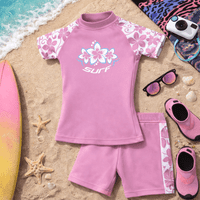 Kidz Swimmers Girls UPF 50+ Swim Top & Swim Shorts Set - Fuchsia Pink 3-14yrs