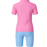 Kidz Swimmers Girls UPF 50+ Swim Top & Swim Shorts Set - Pink & Blue 2-10yrs