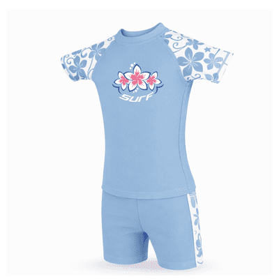 Kidz Swimmers Girls UPF 50+ Swim Top & Swim Shorts Set  Placid Blue 3–14yrs