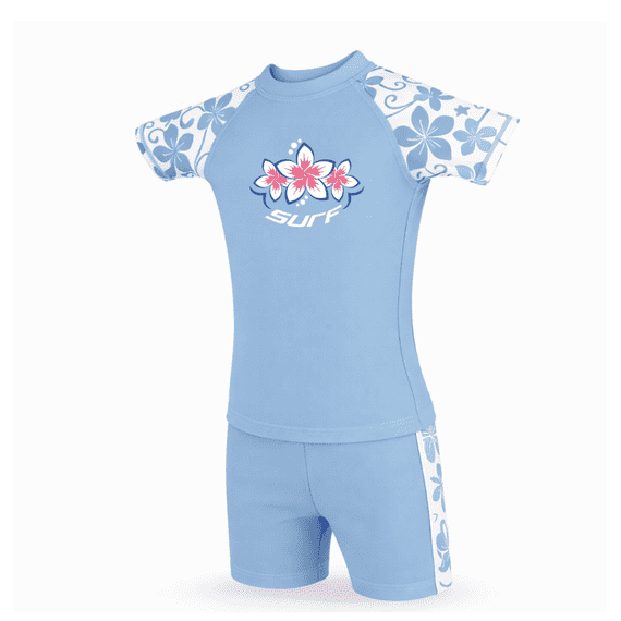 Kidz Swimmers Girls UPF 50+ Swim Top & Swim Shorts Set  Placid Blue 3–14yrs