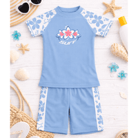 Kidz Swimmers Girls UPF 50+ Swim Top & Swim Shorts Set  Placid Blue 3-14yrs