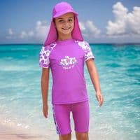 Kidz Swimmers Girls UPF 50+ Swim Top & Swim Shorts Set – Radiant Orchid 3–14yrs