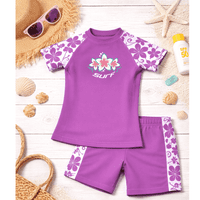 Kidz Swimmers Girls UPF 50+ Swim Top & Swim Shorts Set - Radiant Orchid 3-14yrs