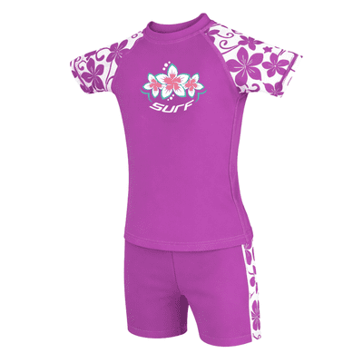 Kidz Swimmers Girls UPF 50+ Swim Top & Swim Shorts Set - Radiant Orchid 3-14yrs