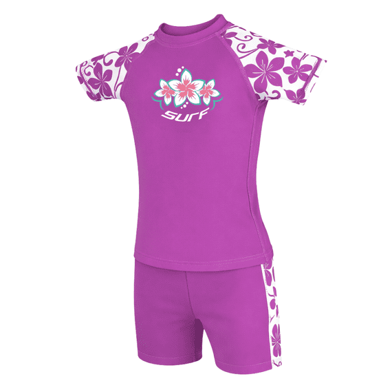 Kidz Swimmers Girls UPF 50+ Swim Top & Swim Shorts Set - Radiant Orchid 3-14yrs