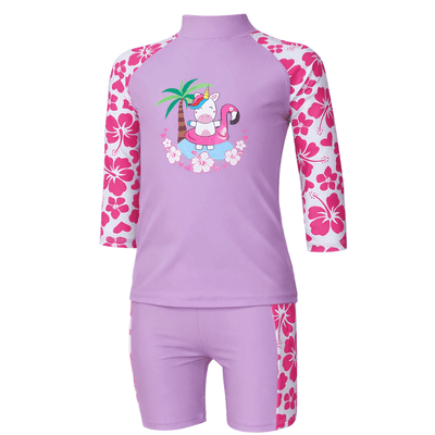 Kidz Swimmers Girls UPF 50+ Swim Top & Swim Shorts Set Unicorn Print 2-6yrs