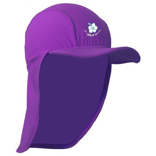 Kidz Swimmers Girls UV Legionnaire Cap UPF 50+ Radiant Orchid Hibiscus | Sun Hat 2–10 Years