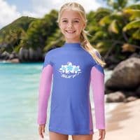 Kidz Swimmers Girls Very Peri Purple & Fuchsia Pink Rash Vest – Long Sleeve UV Swim Top UPF 50+