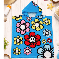 Kidz Swimmers Kids Girls Hooded Beach Poncho Towel  Blue  Cotton 2-6 yrs