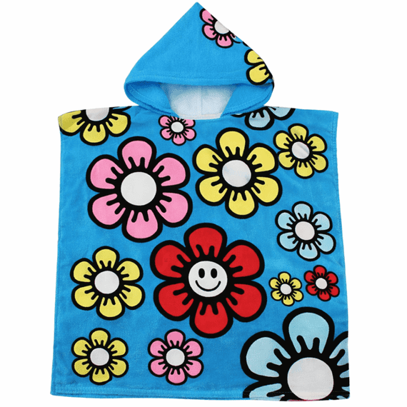Kidz Swimmers Kids Girls Hooded Beach Poncho Towel  Blue  Cotton 2-6 yrs