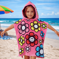 Kidz Swimmers Kids Girls Hooded Beach Poncho Towel Pink  Cotton 2-6 yrs