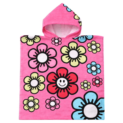 Kidz Swimmers Kids Girls Hooded Beach Poncho Towel Pink  Cotton 2-6 yrs