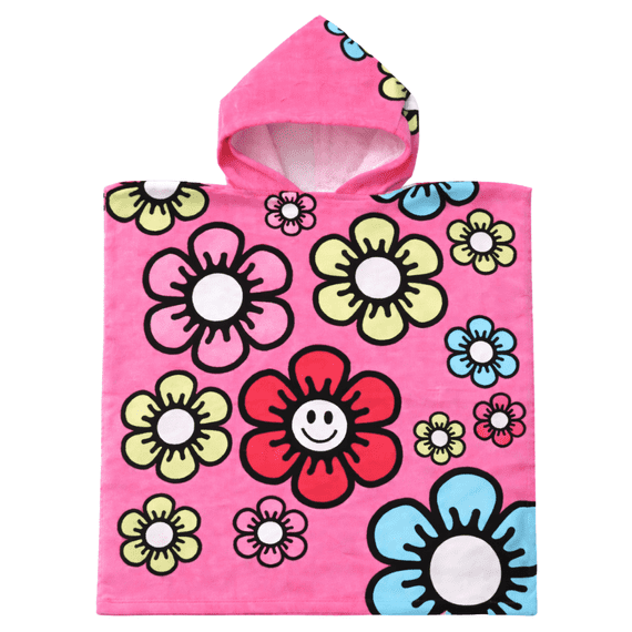 Kidz Swimmers Kids Girls Hooded Beach Poncho Towel Pink  Cotton 2-6 yrs