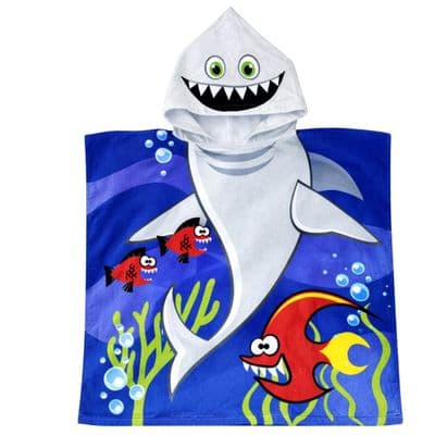 Kidz Swimmers Kids Shark Hooded Beach Poncho Towel  Cotton 2-6 yrs