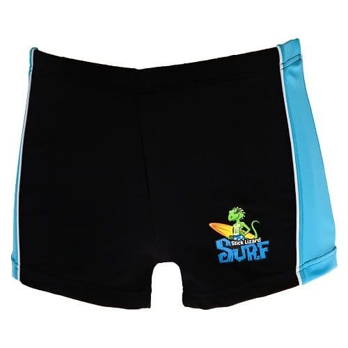 Kidz Swimmers Stick Lizard Black Kids Boys Swim Trunks|3–9 yrs