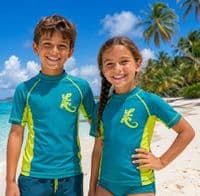 Kidz Swimmers Teal & Lemon UPF 50+ Short Sleeve Rash Vest 5-13yrs