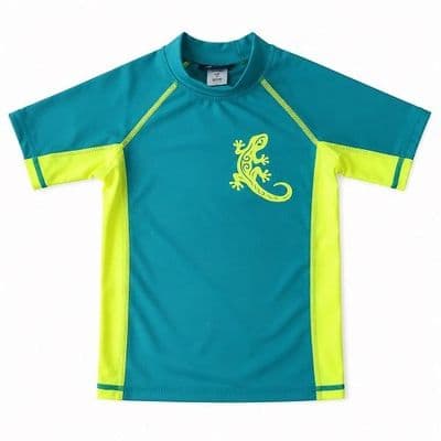 Kidz Swimmers Teal & Lemon UPF 50+ Short Sleeve Rash Vest 5-13yrs