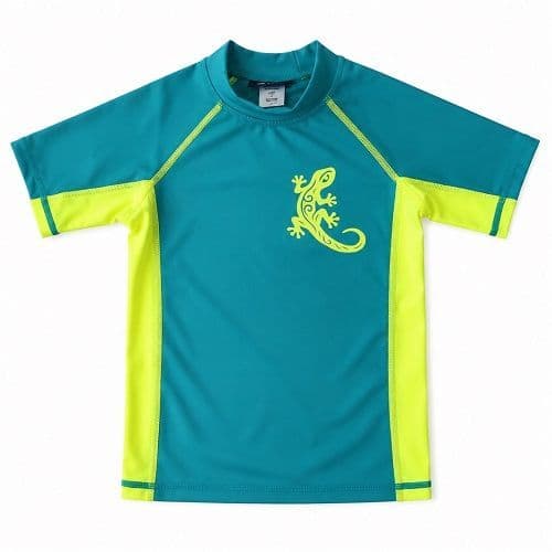 Kidz Swimmers Teal & Lemon UPF 50+ Short Sleeve Rash Vest 5-13yrs