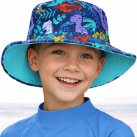 Kidz Swimmers UPF 50+ Reversible Dino & Blue Kids Sun Hat 3m-6 yrs