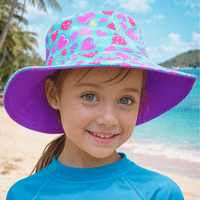 Kidz Swimmers UPF 50+ Reversible Love Hearts & Purple Kids Sun Hat 3m-6yrs