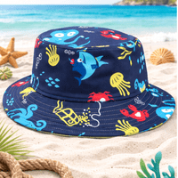 Kidz Swimmers UPF 50+ Reversible Sea Creatures & Green Kids Sun Hat  3m-6yrs