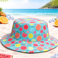 Kidz Swimmers UPF 50+ Reversible Tropical Fruit & Pink  Kids Sun Hat 3m–6yrs