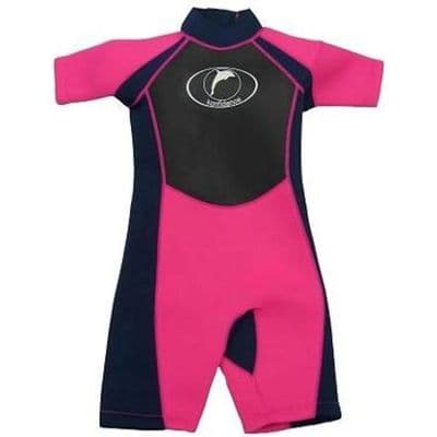 Konfidence Kids Shortie Wetsuit Pink | 3mm Neoprene UV Protection Swim Suit