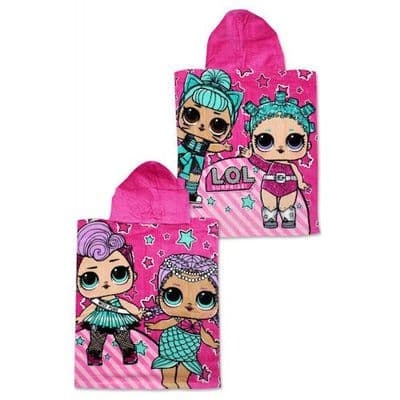 LOL Surprise Official Kids  Hooded Beach Poncho Towel  Cotton 2-6 yrs