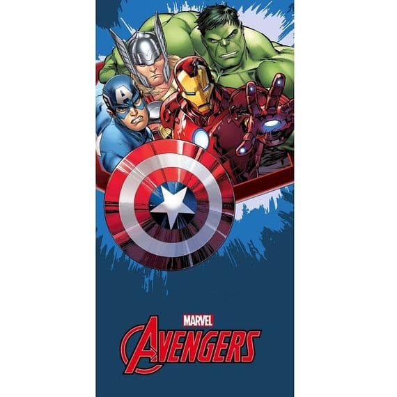 Marvel Avengers Blue Kids Beach Towel | 100% Cotton Pool & Holiday Towel 70 x 140 cm | Superhero Swi