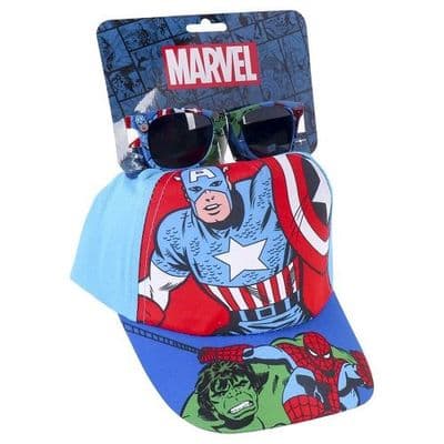 Marvel Avengers Superhero Baseball Cap & Sunglasses Set | Kids 3–5 Years
